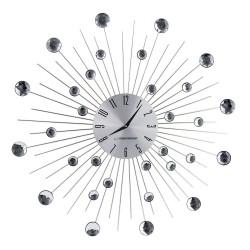 Ceas de perete decorativ Esperanza Boston, efect 3D, cifre arabe, quartz, 50cm, argintiu