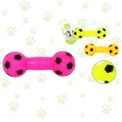 Jucarie cu sunet pentru caini, gantera fotbal, lungime 16 cm, culori diverse