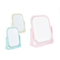 Oglinda cosmetica dubla, rama din plastic, 19 x 13 cm, diverse culori