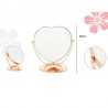 Oglinda cosmetica dubla, forma inima, rotire 360 grade, inaltime 20 cm, rose gold