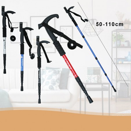 Bat de trekking cu lanterna, inaltime reglabila 50-110 cm, diverse culori
