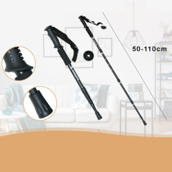 Bat telescopic pentru trekking, inaltime reglabila 50-110 cm, aluminiu, negru