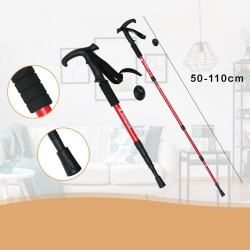 Bat telescopic trekking, maner ergonomic, inaltime reglabila, rosu negru