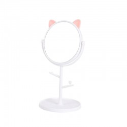 Oglinda de masa cu suport bijuterii, urechi de pisica, detasabila, inaltime 30 cm