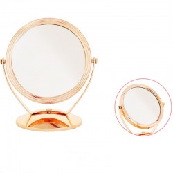 Oglinda cosmetica de masa, doua fete, rotire 360 grade, cu suport, rose gold