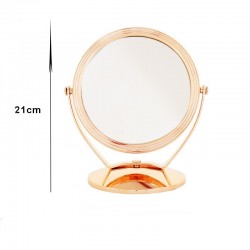 Oglinda cosmetica de masa, doua fete, rotire 360 grade, cu suport, rose gold