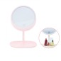 Oglinda cosmetica cu LED, suport bijuterii, 32 cm, roz