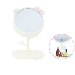 Oglinda de masa, iluminare LED, suport bijuterii si produse cosmetice, model urechi