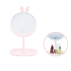 Oglinda cu LED, suport bijuterii, cosmetica si machiaj, rama urechi iepuras, inaltime 37 cm