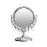 Oglinda de masa cu suport, design vintage, rotire 360 de grade, 17.5 cm, argintie