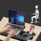 Suport ergonomic laptop, ajustabil 7 pozitii, mouse pad, stand telefon si stilou, perna moale pentru genunchi, model all in one