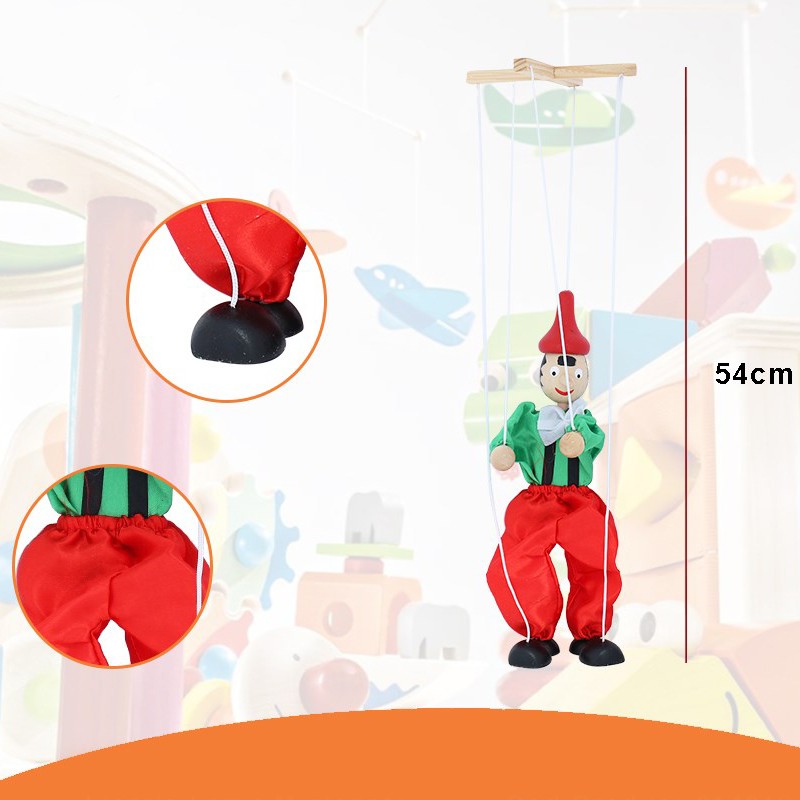Jucarie marioneta Pinocchio, lemn, suport manuire, multicolor Jucarie marioneta Pinocchio, lemn, suport manuire, multicolor