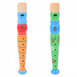 Fluier din lemn, jucarie muzicala, 20 cm, multicolor, diverse modele
