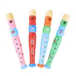 Fluier din lemn, jucarie muzicala, 20 cm, multicolor, diverse modele