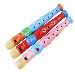 Fluier din lemn, jucarie muzicala, 20 cm, multicolor, diverse modele
