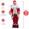 Mos Craciun animat cu sac de cadouri si clopotel, canta si danseaza, 180 cm