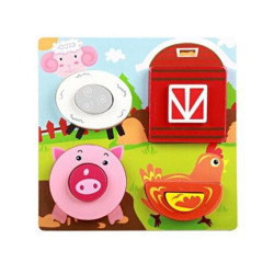 Puzzle educativ din lemn 3D, 18 x 18 x 8.5 cm, multicolor, diverse modele