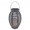 Felinar solar decorativ, LED care imita flacara, rattan, design vintage, IP44, 35 cm