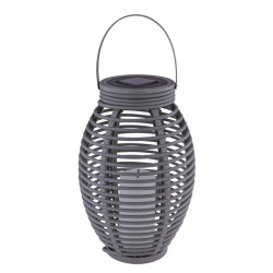 Felinar solar decorativ, LED care imita flacara, rattan, design vintage, IP44, 35 cm