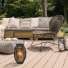 Felinar solar decorativ, LED care imita flacara, rattan, design vintage, IP44, 35 cm