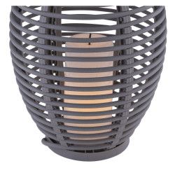 Felinar solar decorativ, LED care imita flacara, rattan, design vintage, IP44, 35 cm