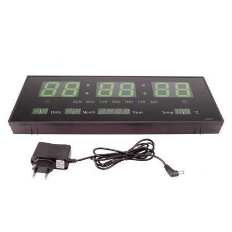 Ceas digital LED, alarma, calendar, afisaj 12/24 ore, temperatura ambientala, melodii, montare pe perete