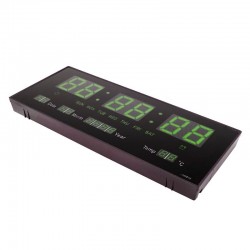 Ceas digital LED, alarma, calendar, afisaj 12/24 ore, temperatura ambientala, melodii, montare pe perete