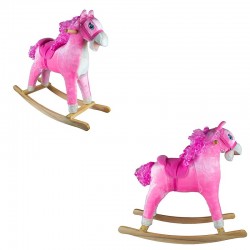 Balansoar Calut roz, sunete si miscare, sa si manere laterale, inaltime 68 cm, plus si lemn