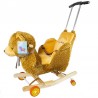 Balansoar bebelusi, Ursulet plus, model 2 in 1, sunete, maner extensibil, roti pliabile, centura