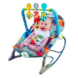 Balansoar bebelusi, scaun rocker cu spatar reglabil, vibratii, perna detasabila, pliabil, sarcina 18 kg